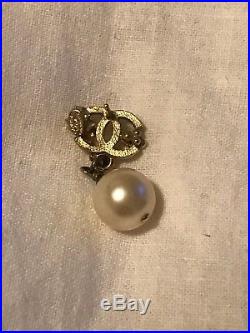 Chanel Pearl & Leaf Drop Earrings Studs Gold Coloured FULL SET WITH RECEIPT