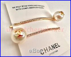 Chanel VIP Gift Faux Pearl Rhinestones Hair Pins Set Of 2