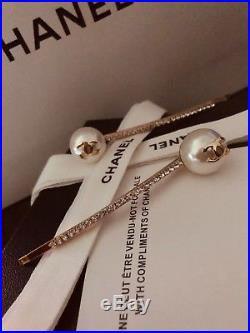 Chanel VIP Gift Precision HAIR CLIPS SET 2 PIECES Gold Rhinestone With Pearl