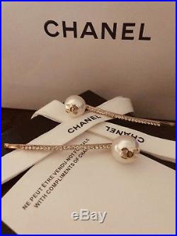 Chanel VIP Gift Precision HAIR CLIPS SET 2 PIECES Gold Rhinestone With Pearl