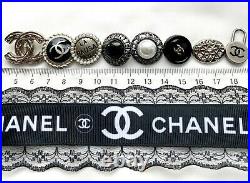 Chanel buttons SET LOT of 8 button CC Logo zipper pearl stamped charm PENDANT