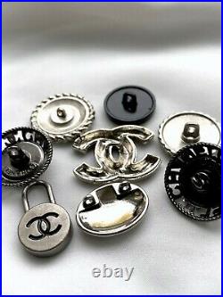 Chanel buttons SET LOT of 8 button CC Logo zipper pearl stamped charm PENDANT