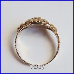 Charming Antique Georgian Gold Topaz & Pearl set Cluster Ring c1800