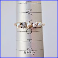Charming Antique Victorian 18ct Gold Diamond (0.30ct) & Pearl set Ring c1890