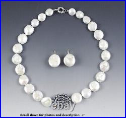 Charming Baroque Pearl Moonstone Silver Necklace & 14K Gold Earrings Set