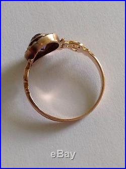 Charming Victorian 9ct Rose Gold Amethyst & Seed Pearl Set Cluster Ring