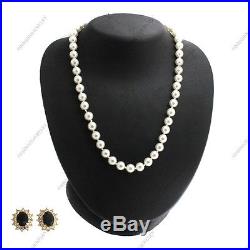 Charter Club Gold Tone Pearl & Crystal Stud Earrings & 18 Necklace Set 829I