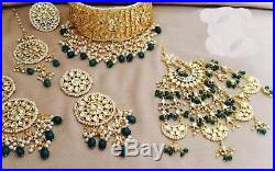 Choker Necklace Bollywood Set Jewelry Gold Tone Kundan Indian Pearl Cz Jhumka 1