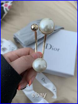 Christian Dior Ultradior Faux Double Pearl Gold Tone Cuff Bracelet Full Set