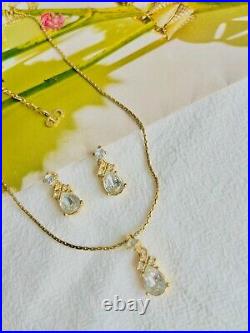 Christian Dior Vintage 1980s Crystal Water Tear Drop Set, Necklace Earrings Gold