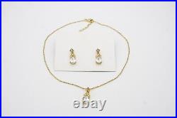 Christian Dior Vintage 1980s Crystal Water Tear Drop Set, Necklace Earrings Gold