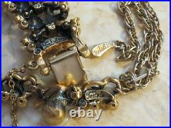 Chunky Antiqued Gold Retro Tortolani Necklace & Bracelet Set with Faux Pearls