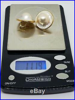 Classic vintage estate 14k gold blister mabe pearl ring and earring set