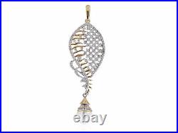 Classy 7.10 Cts Natural Pave Diamonds Pearl Pendant Earrings Set In 18Karat Gold