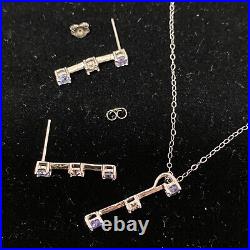 Clyde Duneier 10K White Gold Diamond & Tanzanite Drop Pendant Necklace Earrings