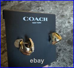 Coach Necklace And Earrings Set Pearl Locket Gold Tone Huggie Earrings Coach Necklace And Earrings Set Pearl Locket Gold Tone Huggie Earrings