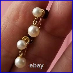 Collectors set Signed BUCHERER 14K Gold Pearl Necklace Earrings ORIG SWISS CASE