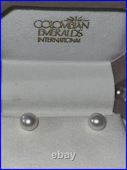 Columbian Emeralds Int. 14kt Gold Pelican Lock 9-10 MM 50 Pearl Necklace (Set)