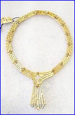 Crown Trifari Double Clasp Lucerne Drop Gold Tone Necklace, Earring Set NWT B636