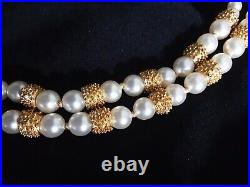 Crown Trifari Multi Strand Faux Pearl Necklace Bracelet Set