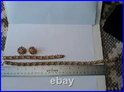 Crown Trifari Parure Set Necklace Bracelet Earrings Gold Plate Faux Pearls