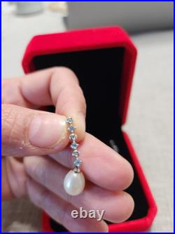 Cultured Pearl Drop Earrings And Pendant Set In 14k White Gold Cultured Pearl Drop Earrings And Pendant Set In 14k White Gold