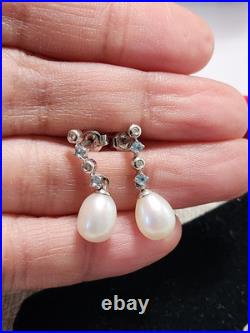 Cultured Pearl Drop Earrings And Pendant Set In 14k White Gold Cultured Pearl Drop Earrings And Pendant Set In 14k White Gold