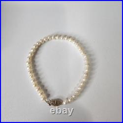Cultured Pearl Necklace And Bracelet Set 10K Yellow Gold
