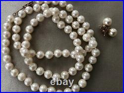 Cultured Pearl Set Necklace 23 and Earrings 14K Gold