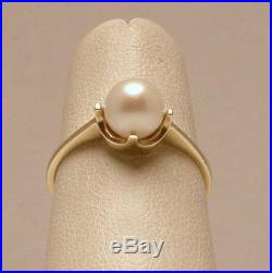 Cultured Pearl Solitaire Ring Set in 14K Yellow Gold