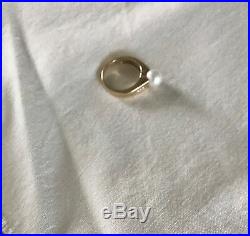 Cultured Pearl and Six-Diamond (Channel Set) 14K Yellow Gold Ring-Classic
