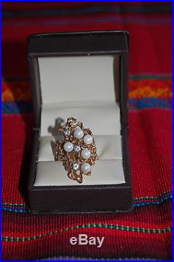 Custom Crafted Diamond Pearl and 14 Karat Gold Ring / Lost Wax Custom Setting