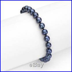 DaVonna 14k Gold Black Akoya Pearl Necklace Bracelet and Earring Set (5.5-6 mm)