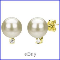DaVonna 14k Gold Cultured Freshwater Pearl and Diamond Earrings/ Necklace Set 9
