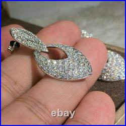 Dangle Drop Engagement Anniversary Pave Set Ring 14K White Gold 3.74 Ct Diamond