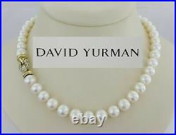 David Yurman 18K Gold 10mm Akoya Pearl & 0.76 ct Diamond Necklace & Bracelet Set