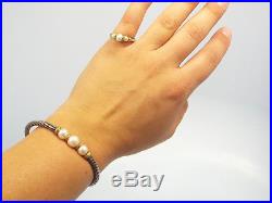 David Yurman Sterling Silver & 18K Gold 3 Pearl Cable Cuff Bracelet & Ring Set