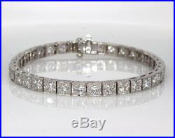 Diamond Box Bead Set 7.00 CT Princess Diamond Bracelet 7 14K White Gold Finish
