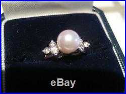 Diamond Pearl Ring in White Gold Setting