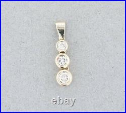 Diamond Pendant Past Present Future Pendant Bezel Set Diamond Necklace -14k