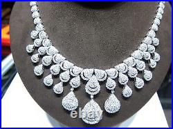 Diamond Round Brilliant Shape Set Necklace Dangle Drop Style Diamond Necklace