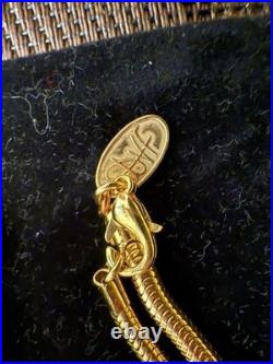 Diane Von Furstenberg DVF Vintage Necklace Earrings Set Hematite Pearl Gold Tone