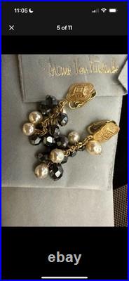 Diane Von Furstenberg DVF Vintage Necklace Earrings Set Hematite Pearl Gold Tone