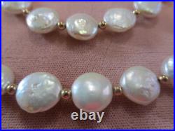 Disc shape White Mother of Pearl 14kt Gold Necklace Bracelet and Earrings set