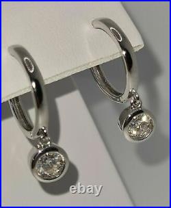 Drop Dangle Bezel Set 14k White Gold Finish Earrings 0.50ct Moissanite Round Cut