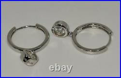 Drop Dangle Bezel Set 14k White Gold Finish Earrings 0.50ct Moissanite Round Cut