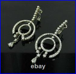 Drop Dangle Engagement Wedding Bezel Set Earrings 2.68 Ct Diamond 14K White Gold