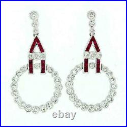 Drop Dangle Engagement Wedding Prong Set Earrings 14K White Gold 1.46 Ct Diamond