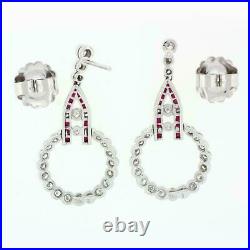 Drop Dangle Engagement Wedding Prong Set Earrings 14K White Gold 1.46 Ct Diamond