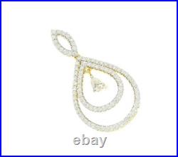 Drop Pendant Necklace I1 G 2.40 Carat Round Diamond 14K Yellow Gold Prong Set